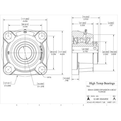 Picture of 30mm S2000 Expansion 4 Bolt Flange Heavy Duty Bearing