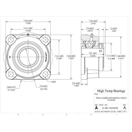 Picture of 70mm S2000 Expansion 4 Bolt Flange Heavy Duty Bearing