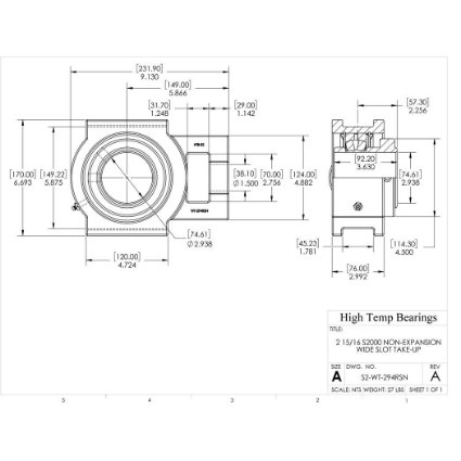 Picture of 2-15/16" S2000 Non Expansion Wide Slot Take Up Heavy Duty Bearing