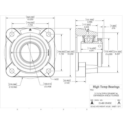 Picture of 3-15/16" Type E Expansion 4 Bolt Flange Heavy Duty Bearing