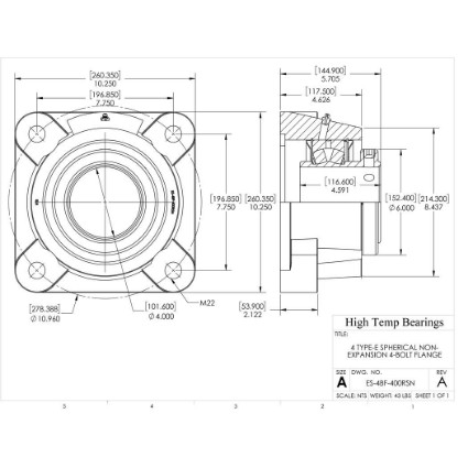 Picture of 4" Type E Non Expansion 4 Bolt Flange Heavy Duty Bearing