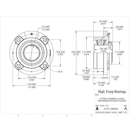 Picture of 3" Type E Non Expansion Piloted Flange Heavy Duty Bearing