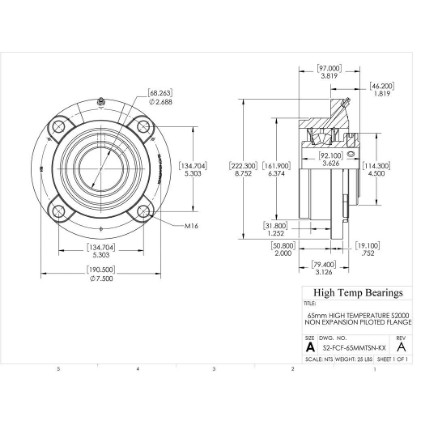 Picture of 65mm High Temperature S2000 Non Expansion Piloted Flange Heavy Duty Bearing