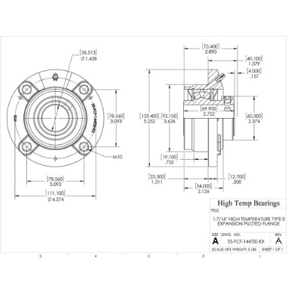 Picture of 1-7/16" High Temperature Type E Expansion Piloted Flange Heavy Duty Bearing