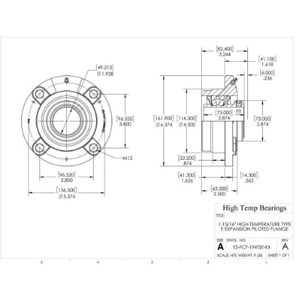 Picture of 1-15/16" High Temperature Type E Expansion Piloted Flange Heavy Duty Bearing