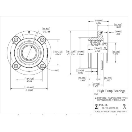 Picture of 2-3/16" High Temperature Type E Expansion Piloted Flange Heavy Duty Bearing