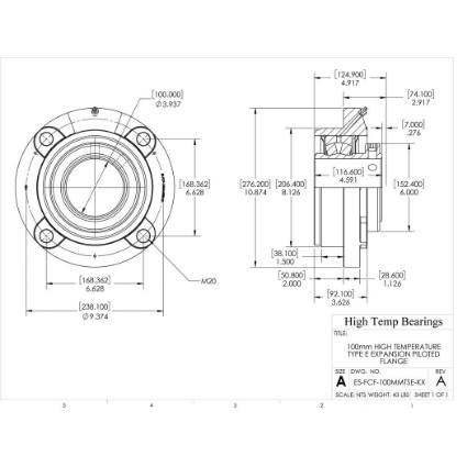 Picture of 100mm High Temperature Type E Expansion Piloted Flange Heavy Duty Bearing